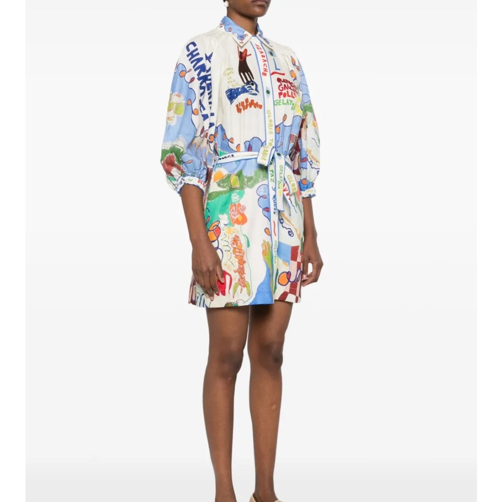 Nwt ALEMAIS shirtdress printed custom artwork in collaboration w Nadia Hernandez - Picture 9 of 9